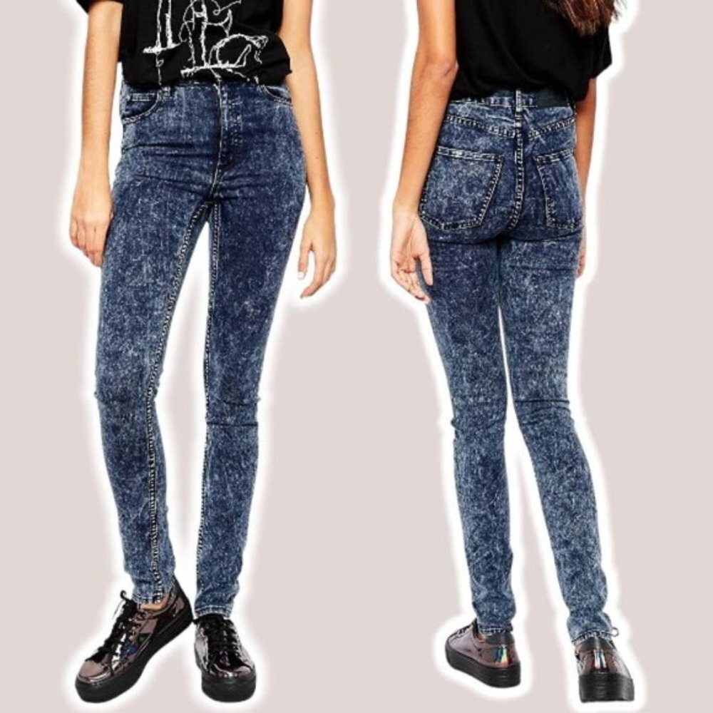 NWT CHEAP MONDAY Second Skin High Waisted Skinny Jean Sz 26 Blue Blitz